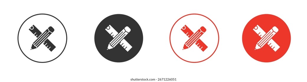 Bleistift und Lineal Symbol für Logo, Vektorzeichen Symbol für Design