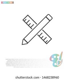 Pencil and ruler icon . Lorem Ipsum Illustration design