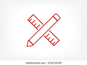 Pencil and ruler icon . Lorem Ipsum Illustration design