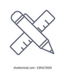 Pencil with ruler icon. Ruler meter vector illustration. Vector icon on white background