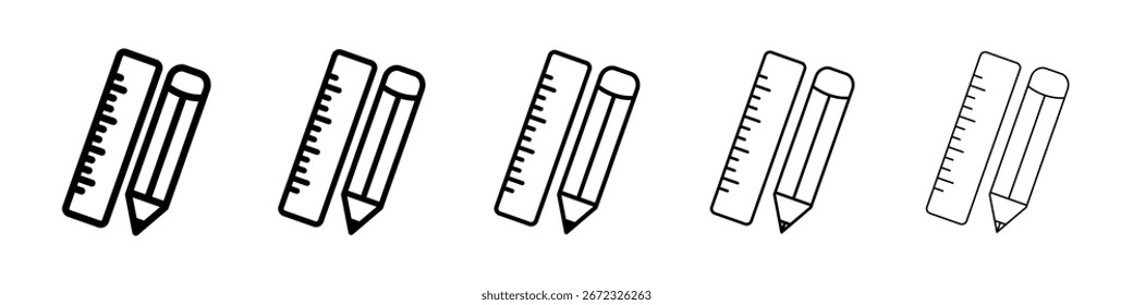 Icono de lápiz y Regla para concepto móvil y Diseño web.