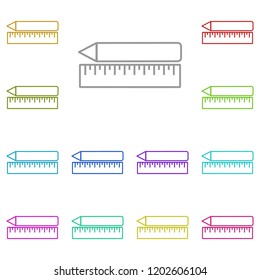 pencil and ruler icon in multi color. Simple outline vector of education set for UI and UX, website or mobile application