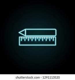 pencil and ruler icon in neon style. Simple thin line, outline vector of education icons for UI and UX, website or mobile application