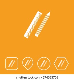 Pencil & Ruler Icon on Flat UI Colors with Different Shapes. Eps-10.