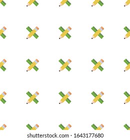 Pencil & ruler icon pattern seamless isolated on white background. Editable flat Pencil & ruler icon. Pencil & ruler icon pattern for web and mobile.