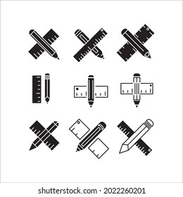 Pencil and ruler icon set. Pencil and ruler icon pack symbol vector elements for infographic web