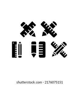 Pencil And Ruler Icon Set Vector Symbol Design Illustration