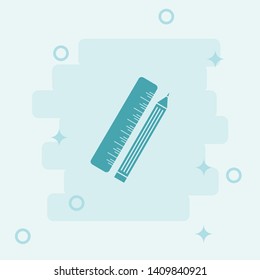 Pencil and ruler Icon. Simple icon, blue colored icon illustration. - Vector
