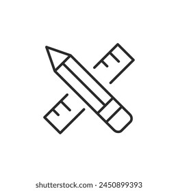Bleistift- und Lineal-Symbol. Einfache Zeichnungs- und Messwerkzeuge Symbol für Design, Zeichnung und pädagogische Verwendung. Vektorillustration.