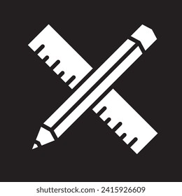 icono de lápiz y regla simple, ilustración vectorial 