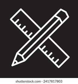 pencil and ruler icon simple, vector illustration 