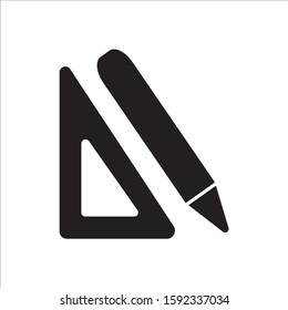 Pencil and ruler icon or stationery symbol vector illustration