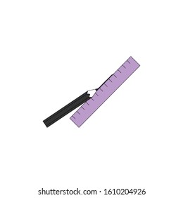 Pencil with ruler icon. Stock vector illustration isolated on white background.