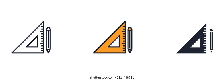 pencil and ruler icon symbol template for graphic and web design collection logo vector illustration
