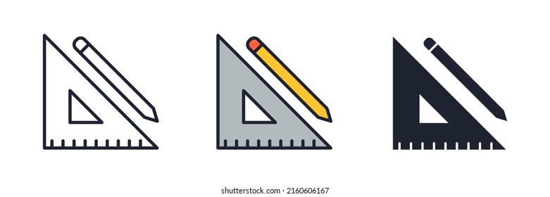plantilla de símbolo de icono de lápiz y regla para la ilustración vectorial de la colección de diseño gráfico y web