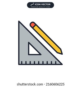 pencil and ruler icon symbol template for graphic and web design collection logo vector illustration