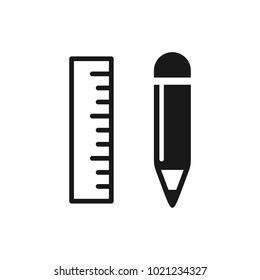 Pencil and Ruler Icon Template Logo Vector.