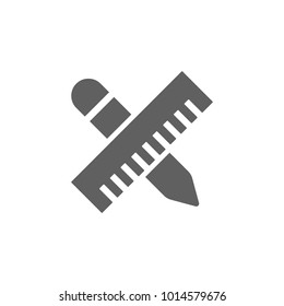 Pencil with ruler icon in trendy flat style isolated on white background. Symbol for your web site design, logo, app, UI. Vector illustration, EPS