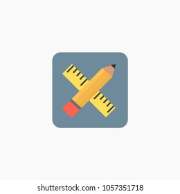 Pencil and ruler icon, vector