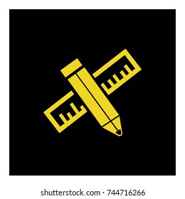 pencil ruler icon vector