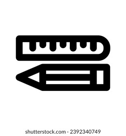 Pencil and ruler icon vector. Black and white pencil and ruler sign.