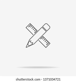 Pencil with ruler icon. Vector concept illustration for design.