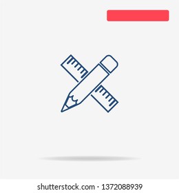 Pencil with ruler icon. Vector concept illustration for design.