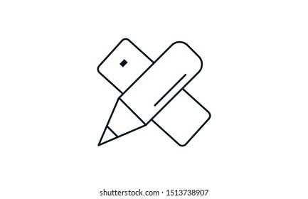 Pencil with ruler icon. Vector concept illustration for design.