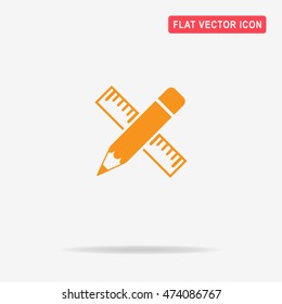 Pencil with ruler icon. Vector concept illustration for design.