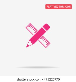 Pencil with ruler icon. Vector concept illustration for design.