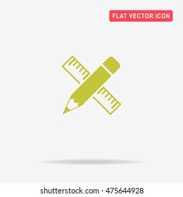 Pencil with ruler icon. Vector concept illustration for design.