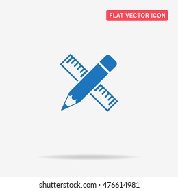 Pencil with ruler icon. Vector concept illustration for design.