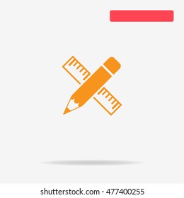 Pencil with ruler icon. Vector concept illustration for design.