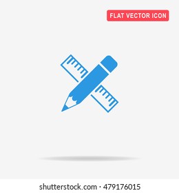 Pencil with ruler icon. Vector concept illustration for design.