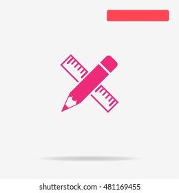 Pencil with ruler icon. Vector concept illustration for design.