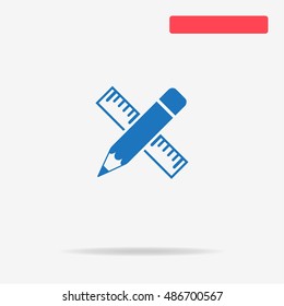Pencil with ruler icon. Vector concept illustration for design.