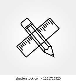 Pencil and ruler icon. Vector illustration.