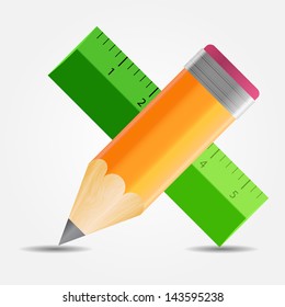 Pencil and ruler icon vector illustration