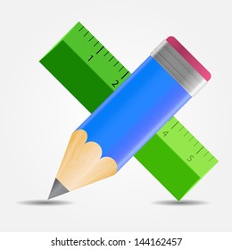 Pencil and ruler icon vector illustration