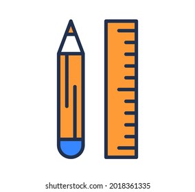 pencil and ruler icon. vector illustration
