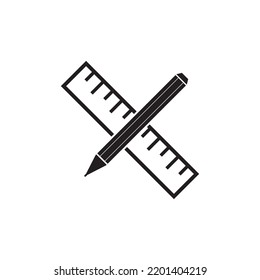 icono de lápiz y regla. diseño de símbolos de ilustración vectorial.
