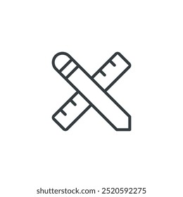 Pencil ruler icon, pencil ruler vector illustration