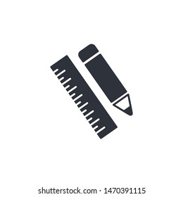pencil and ruler icon vector logo template