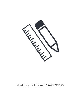 pencil and ruler icon vector logo template