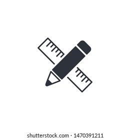 pencil and ruler icon vector logo template