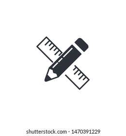pencil and ruler icon vector logo template