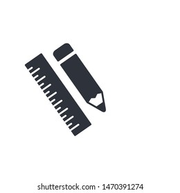 pencil and ruler icon vector logo template
