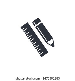 pencil and ruler icon vector logo template