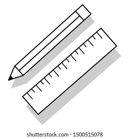 Pencil And Ruler Icon Vector On White Background