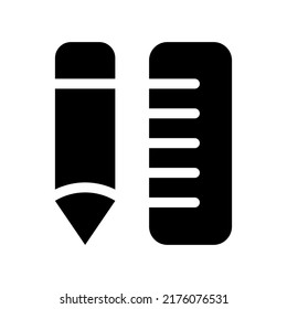 Pencil And Ruler Icon Vector Symbol Design Illustration